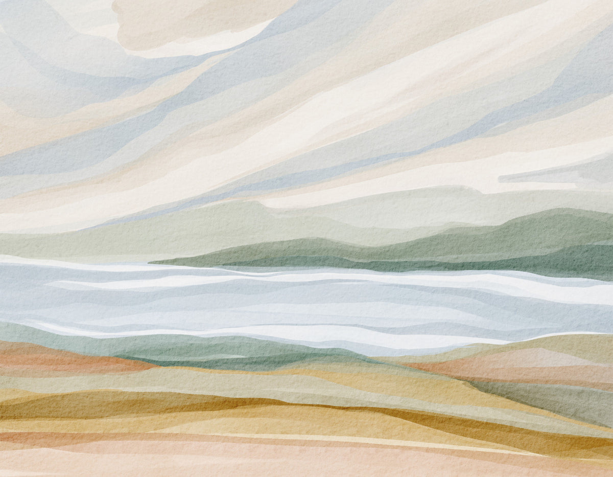 Watercolor Vista Wall Mural in your room — zoomed