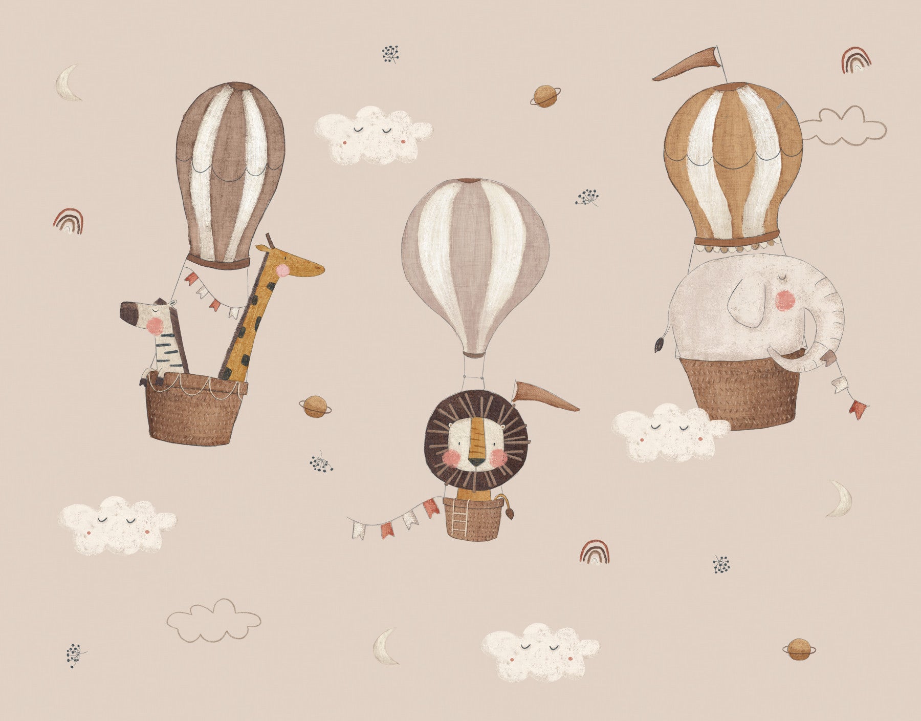 Hot Air Balloon Safari Wall Mural
