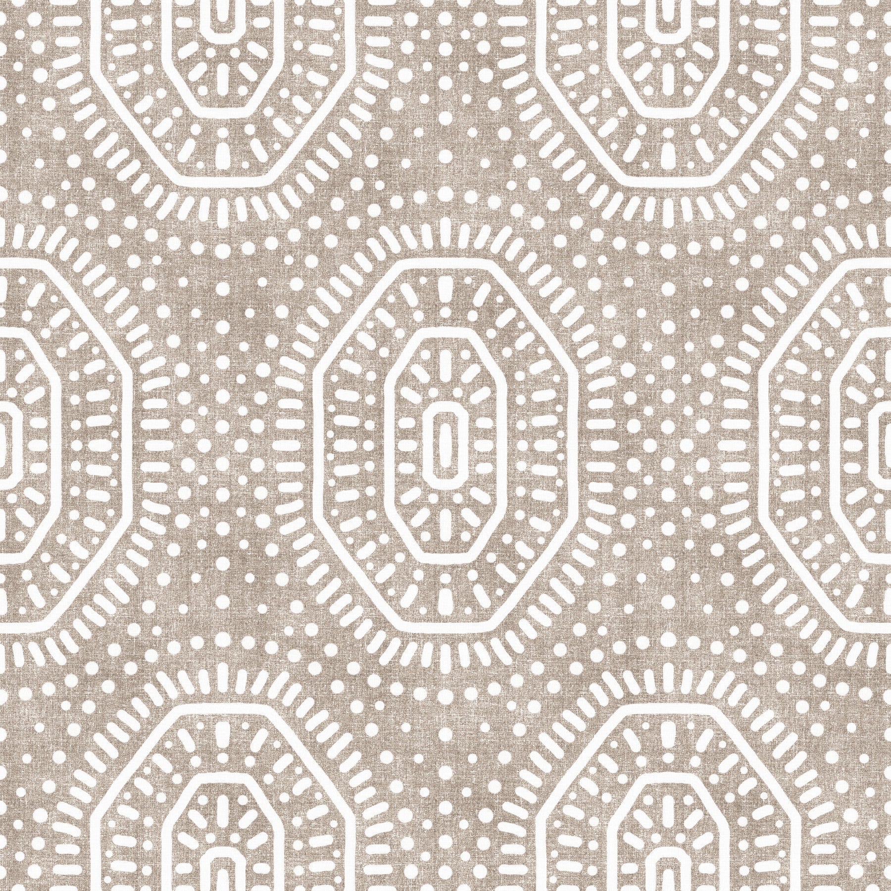 Boho Octagons Crochet Grunge Earthy Beige Wallpaper⁠