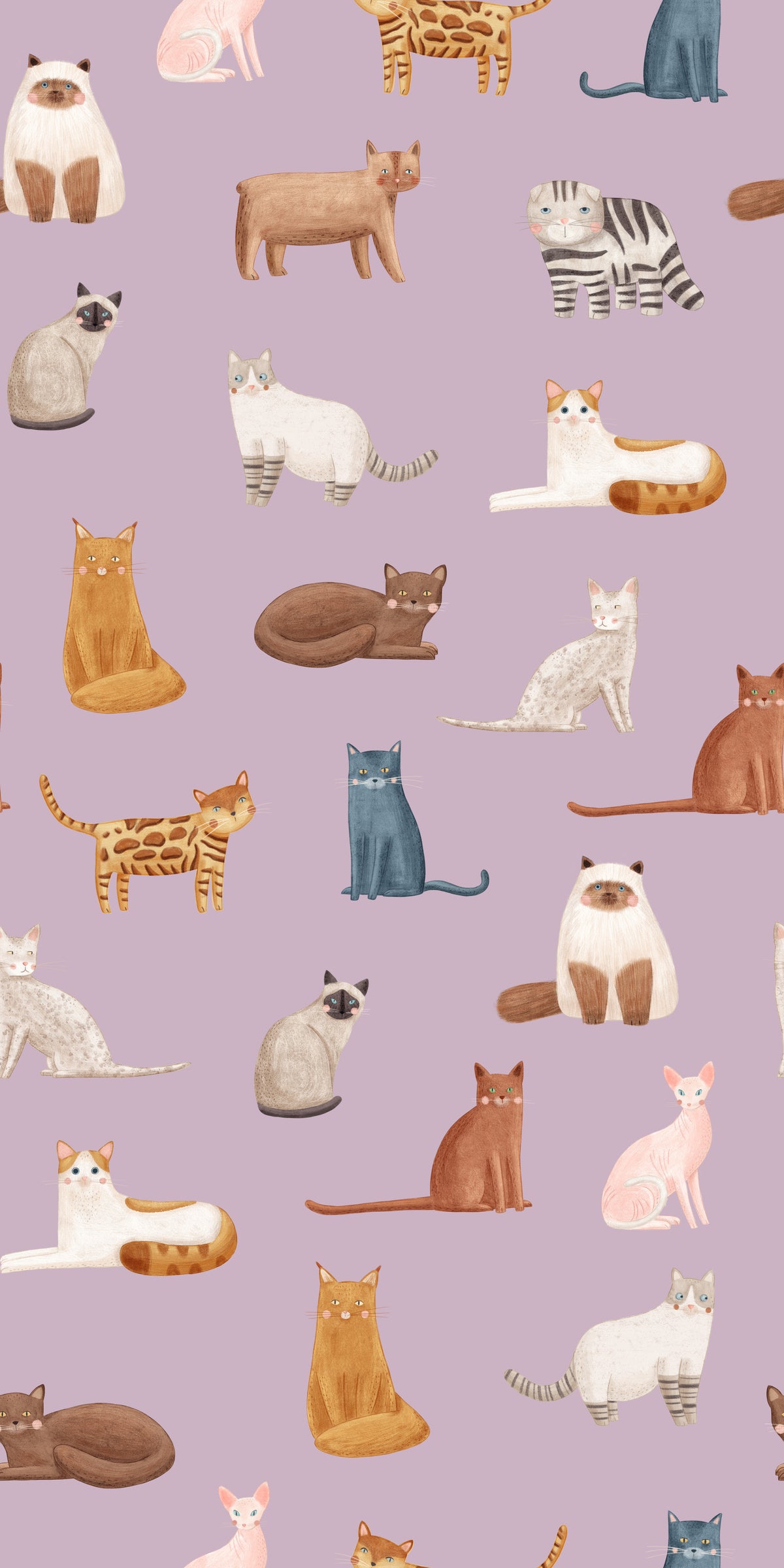 Whimsical Cat Parade Wallpaper⁠ in your room — zoomed