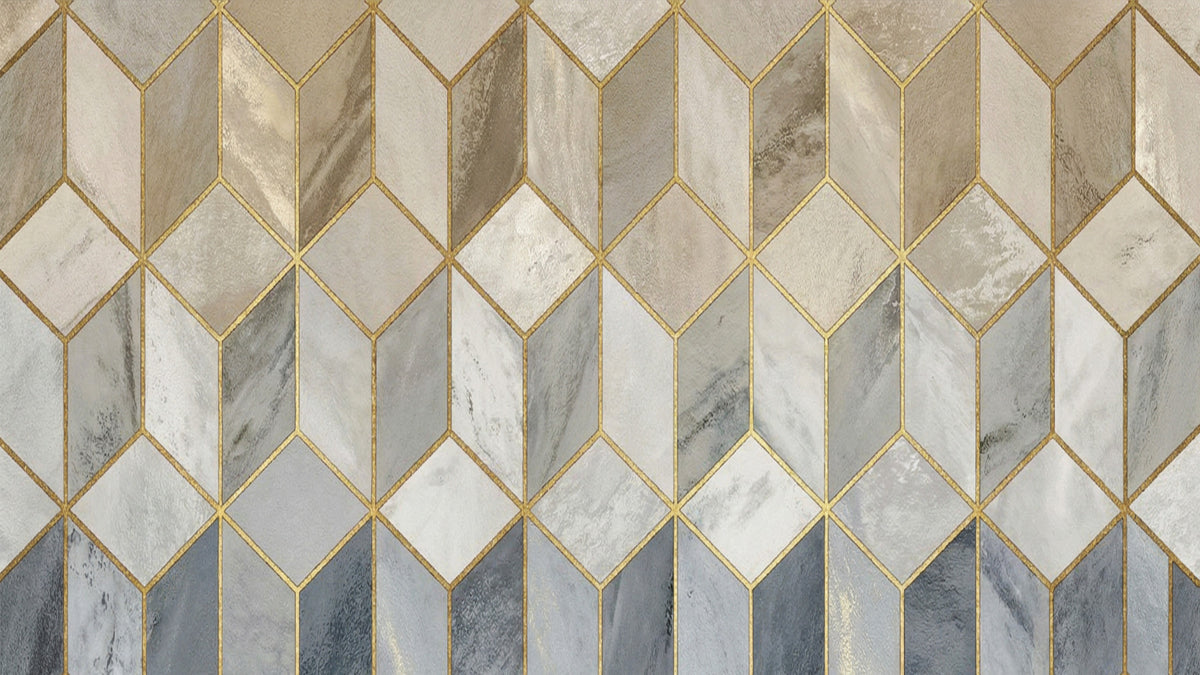 Gilded Stone Cubes Wall Mural in your room — zoomed