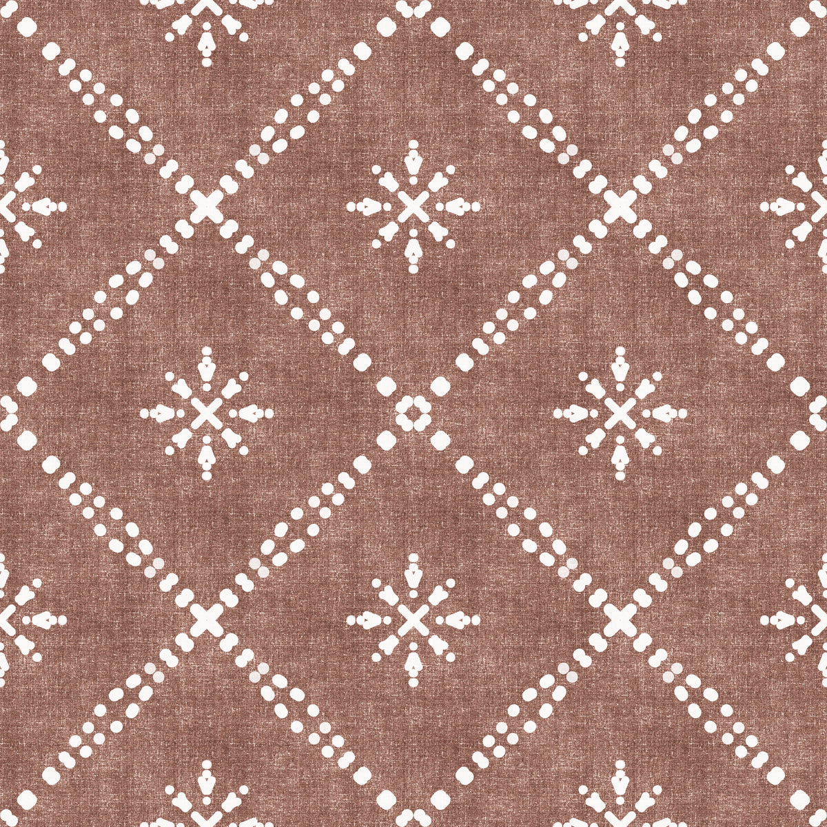 Boho Dotted Lattice Grunge Terracotta Red Wallpaper⁠
