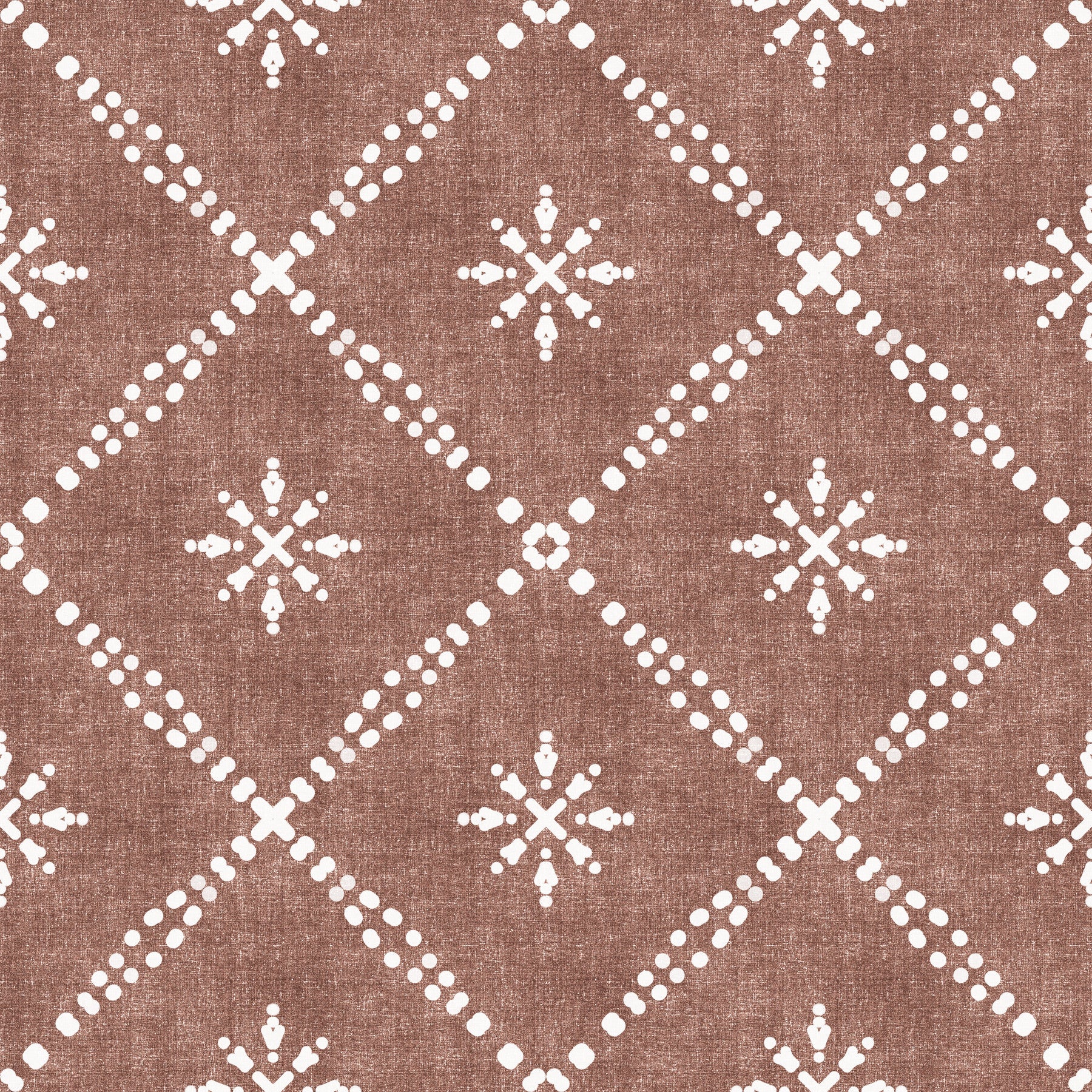 Boho Dotted Lattice Grunge Terracotta Red Wallpaper⁠