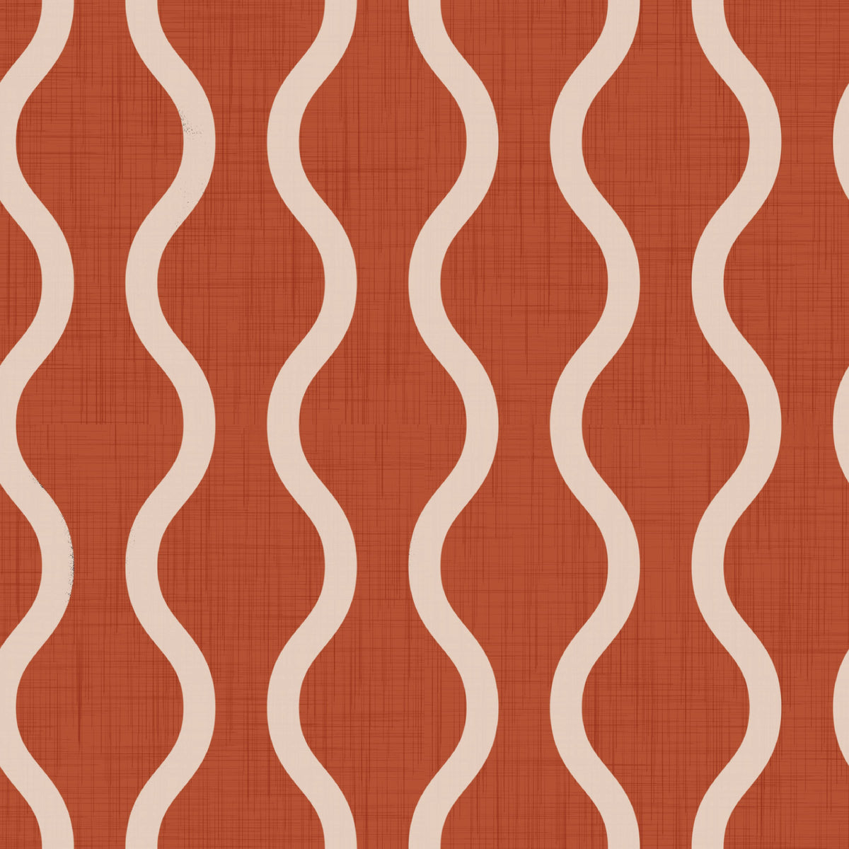 Cozy Scandi Folk Wavy Stripe Burnt Terracotta - Craft Stripe Wallpaper⁠
