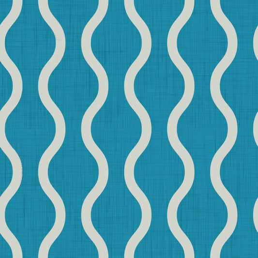 Cozy Scandi Folk Wavy Stripe Nordic Teal - Craft Stripe Wallpaper⁠