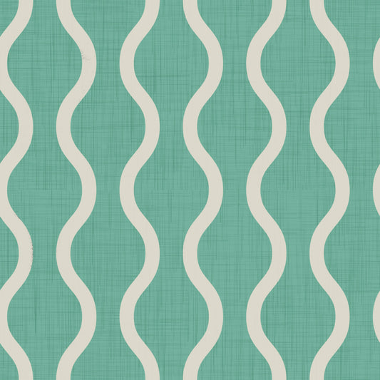 Cozy Scandi Folk Wavy Stripe Sage Mint - Craft Stripe Wallpaper⁠