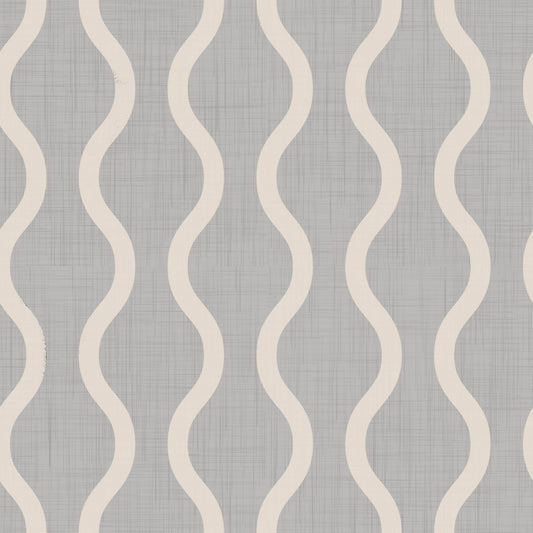 Cozy Scandi Folk Wavy Stripe Warm Linen - Craft Stripe Wallpaper⁠