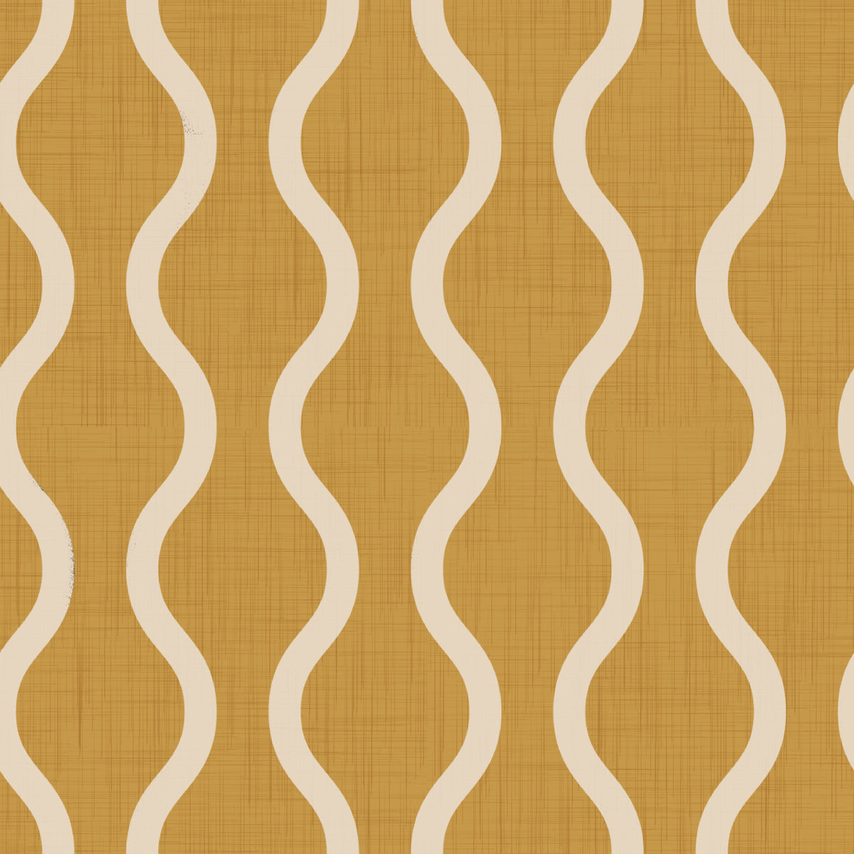 Cozy Scandi Folk Wavy Stripe Honey Mustard - Craft Stripe Wallpaper⁠