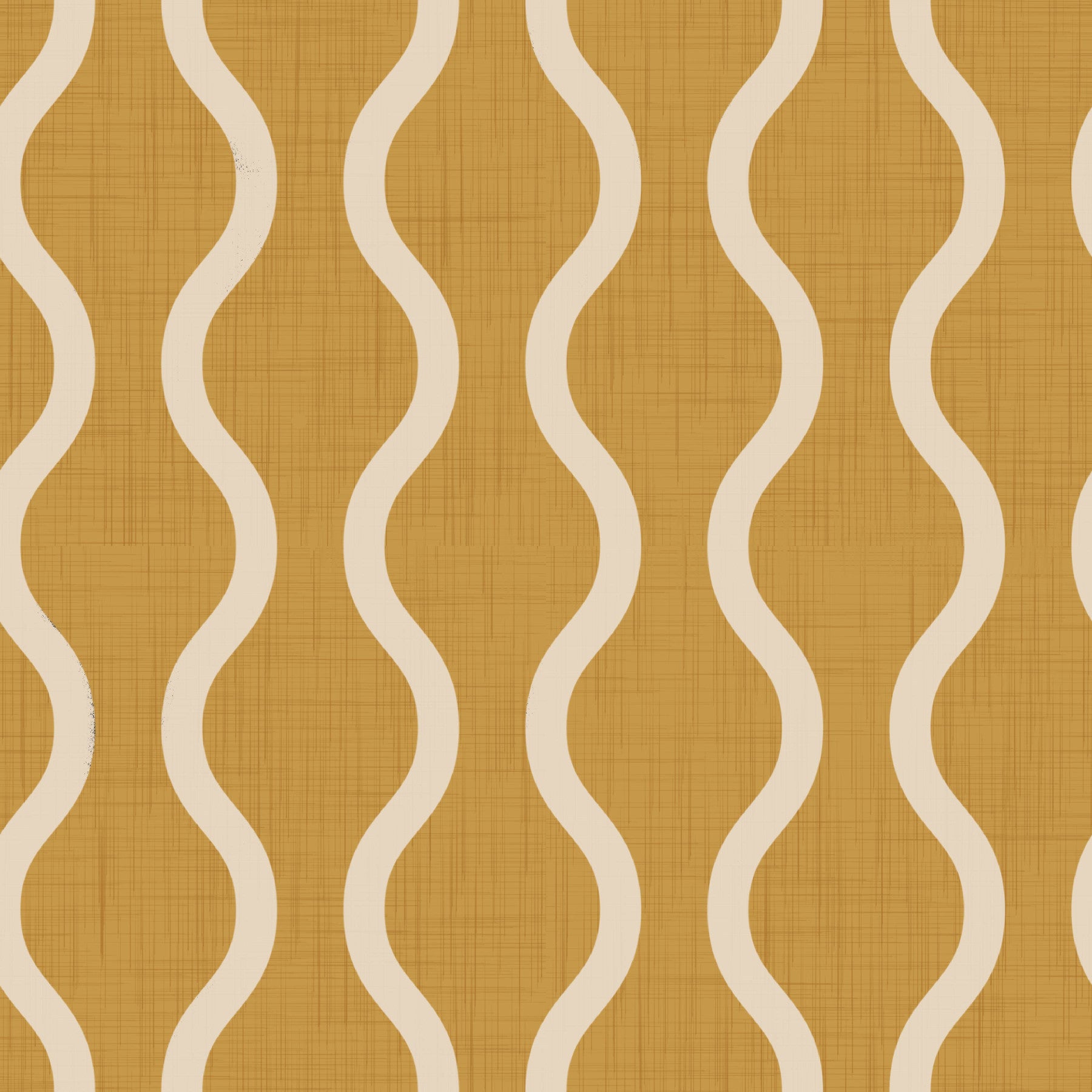Cozy Scandi Folk Wavy Stripe Honey Mustard - Craft Stripe Wallpaper⁠