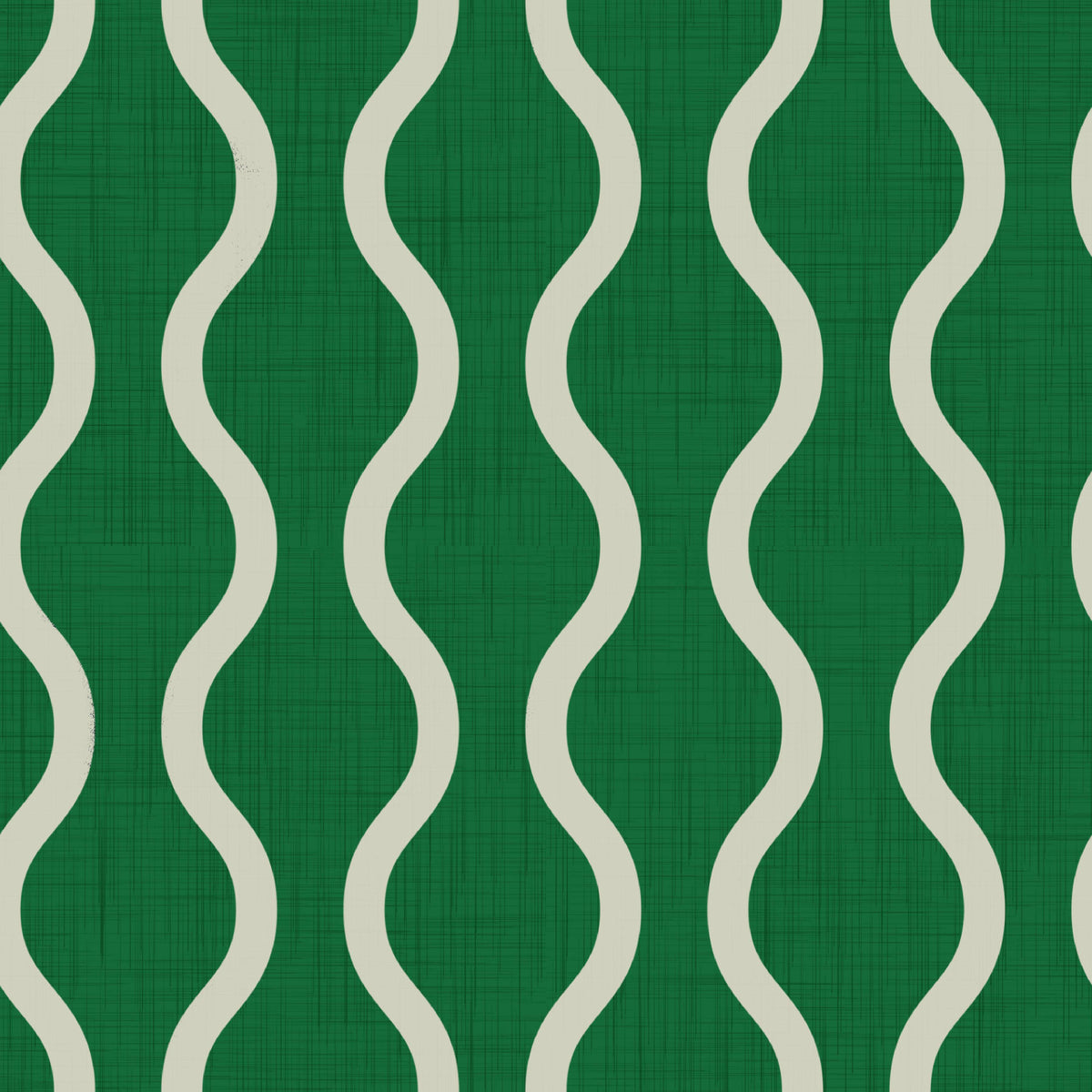Cozy Scandi Folk Wavy Stripe Forest Green - Craft Stripe Wallpaper⁠