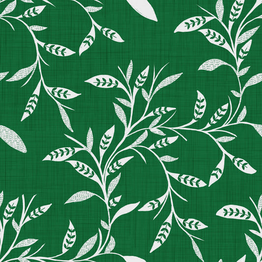 Cozy Scandi Folk Leaf Vine Forest Green - Craft Blender Wallpaper⁠