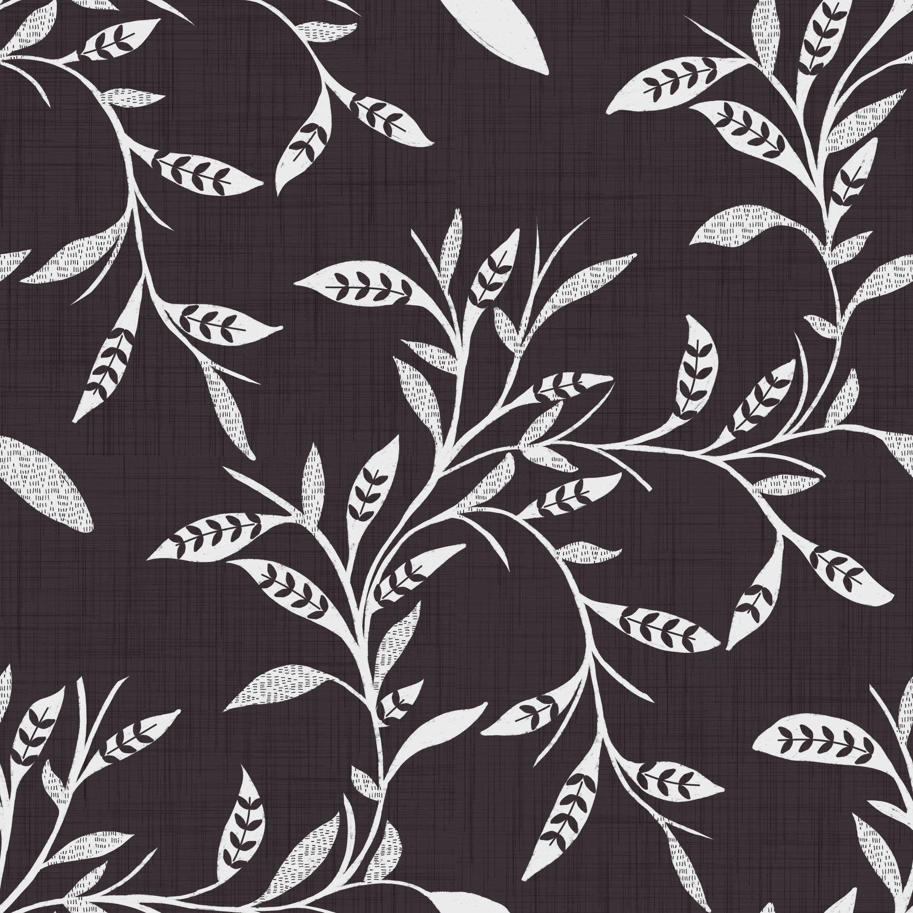 Cozy Scandi Folk Leaf Vine Charcoal - Craft Blender Wallpaper⁠