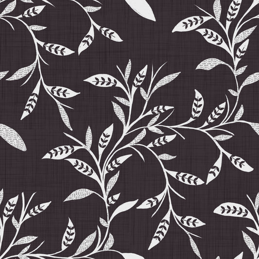 Cozy Scandi Folk Leaf Vine Charcoal - Craft Blender Wallpaper⁠