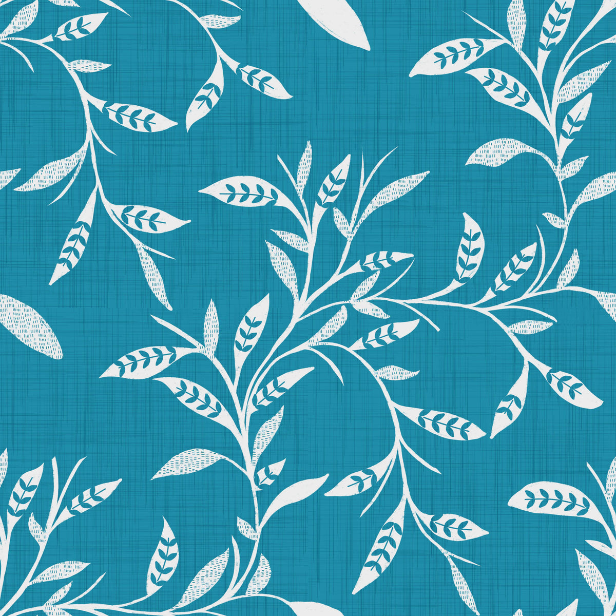 Cozy Scandi Folk Leaf Vine Nordic Teal - Craft Blender Wallpaper⁠