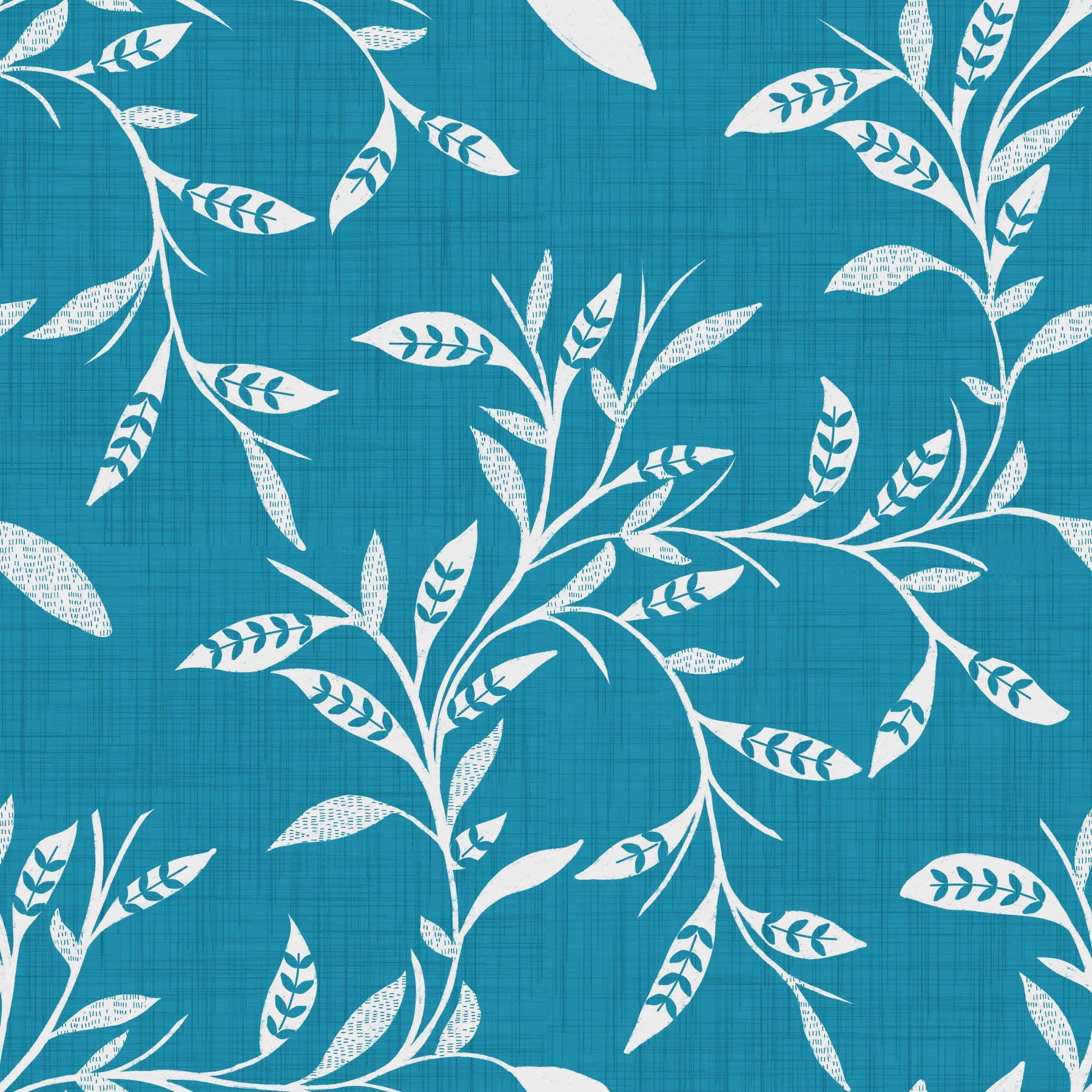 Cozy Scandi Folk Leaf Vine Nordic Teal - Craft Blender Wallpaper⁠
