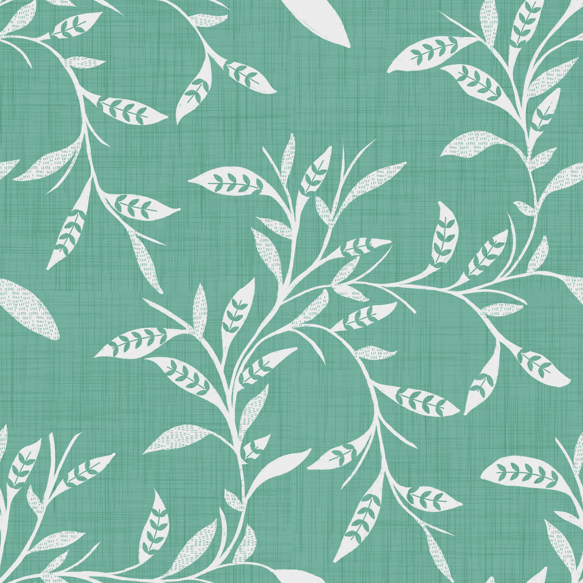 Cozy Scandi Folk Leaf Vine Sage Mint - Craft Blender Wallpaper⁠