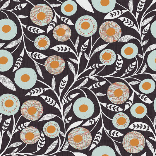 Cozy Scandi Folk Floral Warm Linen - Craft Botanical Wallpaper⁠