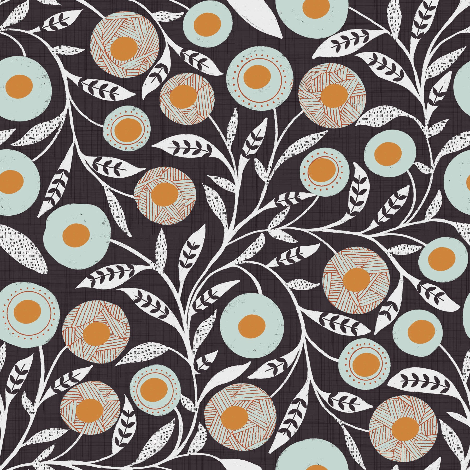 Cozy Scandi Folk Floral Warm Linen - Craft Botanical Wallpaper⁠