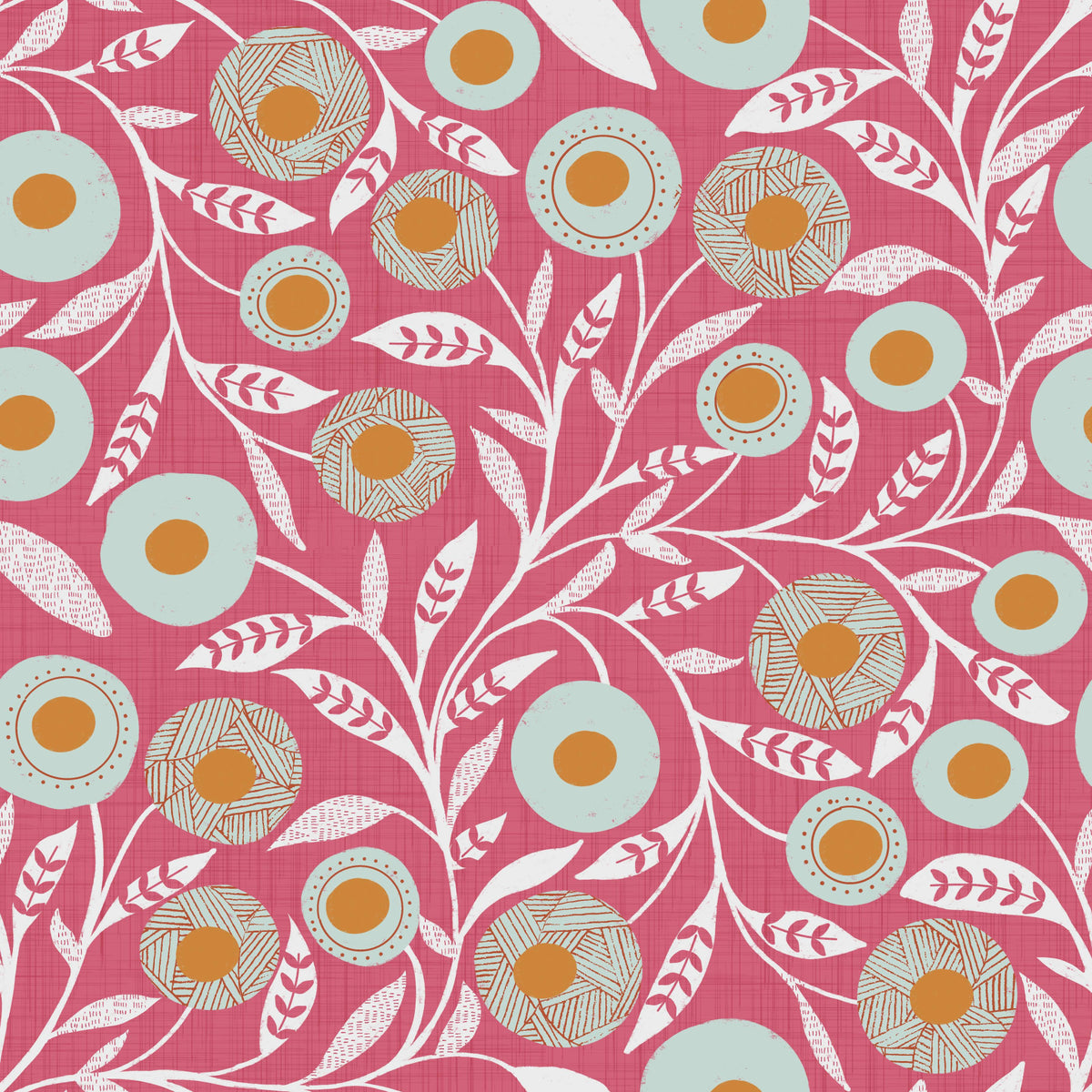 Cozy Scandi Folk Floral Rose Clay - Craft Botanical Wallpaper⁠