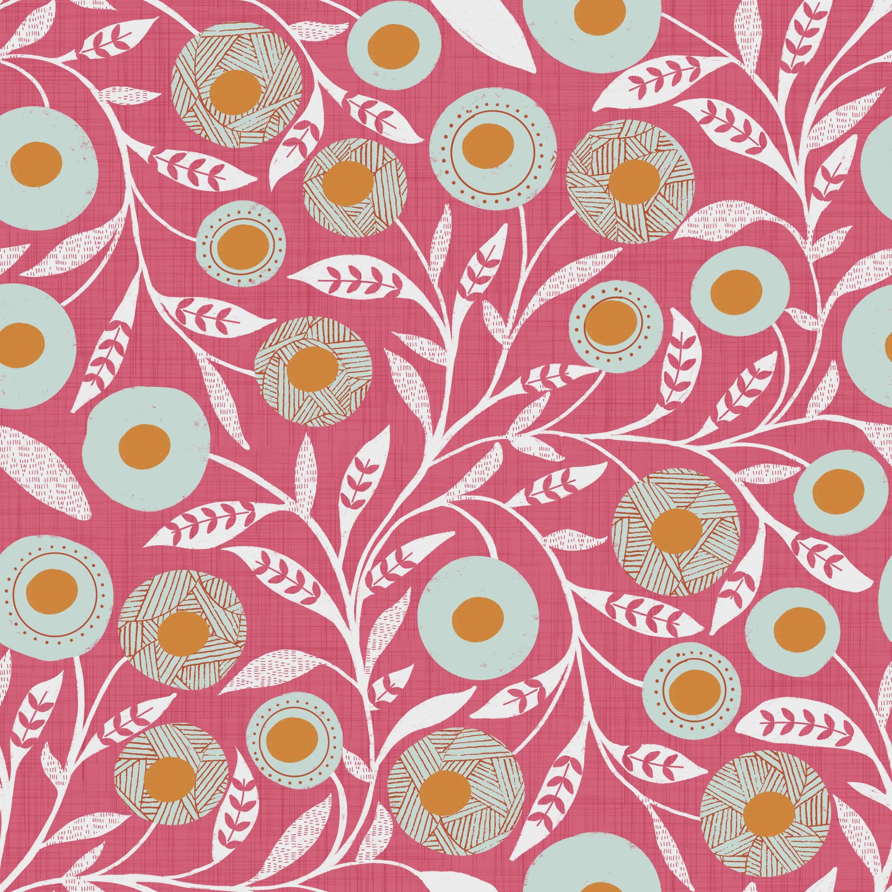 Cozy Scandi Folk Floral Rose Clay - Craft Botanical Wallpaper⁠