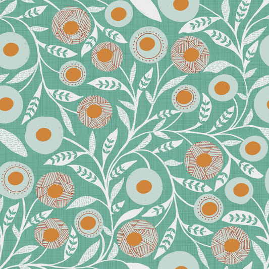 Cozy Scandi Folk Floral Sage Mint - Craft Botanical Wallpaper⁠