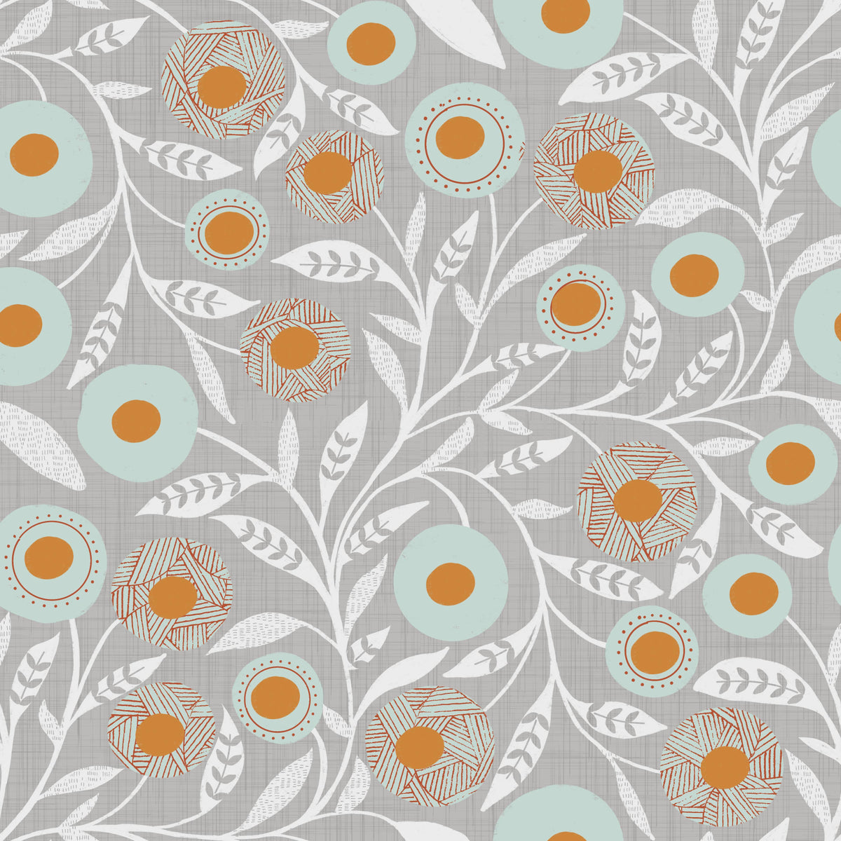 Cozy Scandi Folk Floral Warm Linen - Craft Botanical Wallpaper⁠ in your room — zoomed