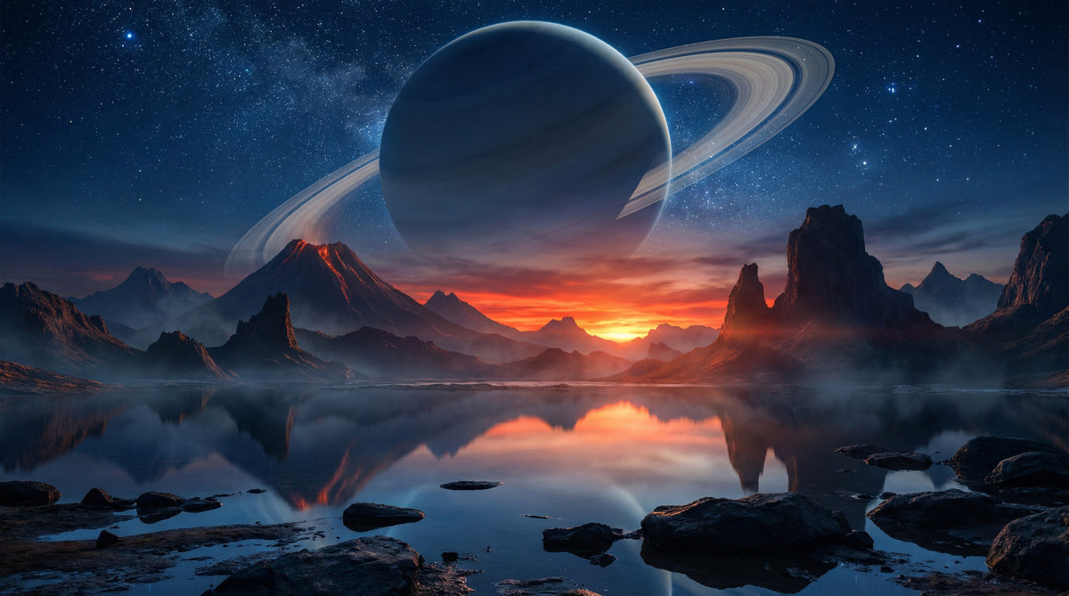Cosmic Reflection Wall Mural in your room — zoomed