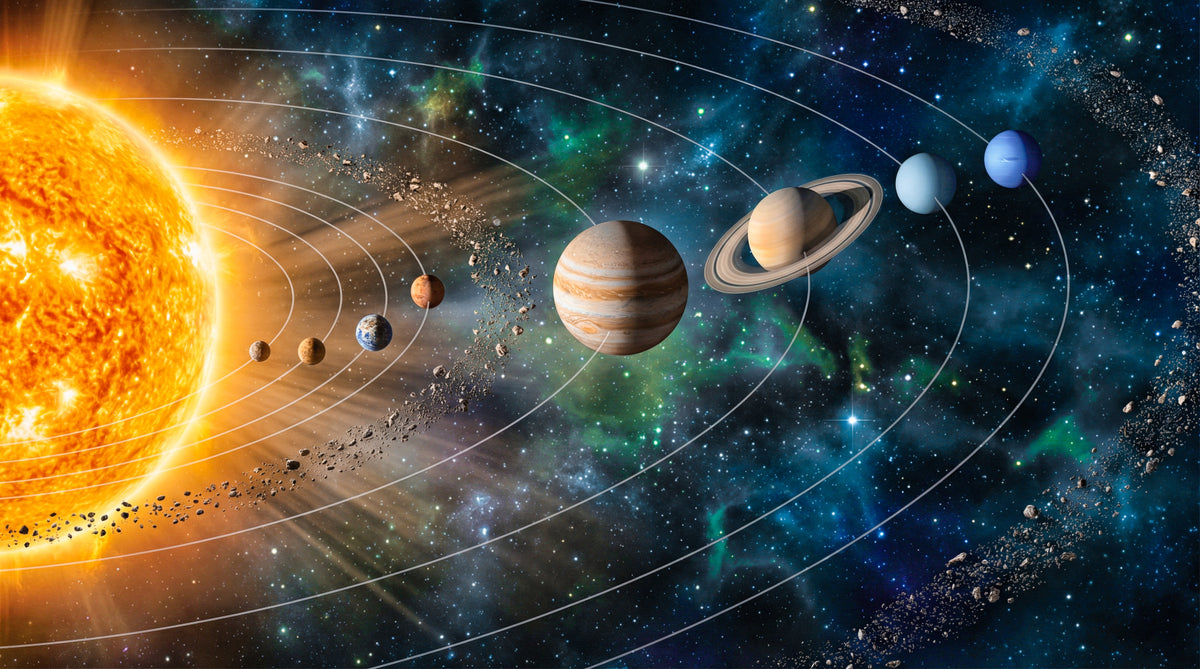 Solar System Symphony Wall Mural in your room — zoomed