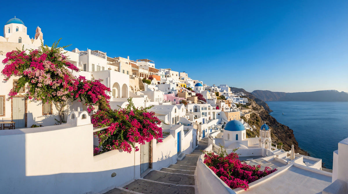 Santorini Dreamscape Wall Mural in your room — zoomed