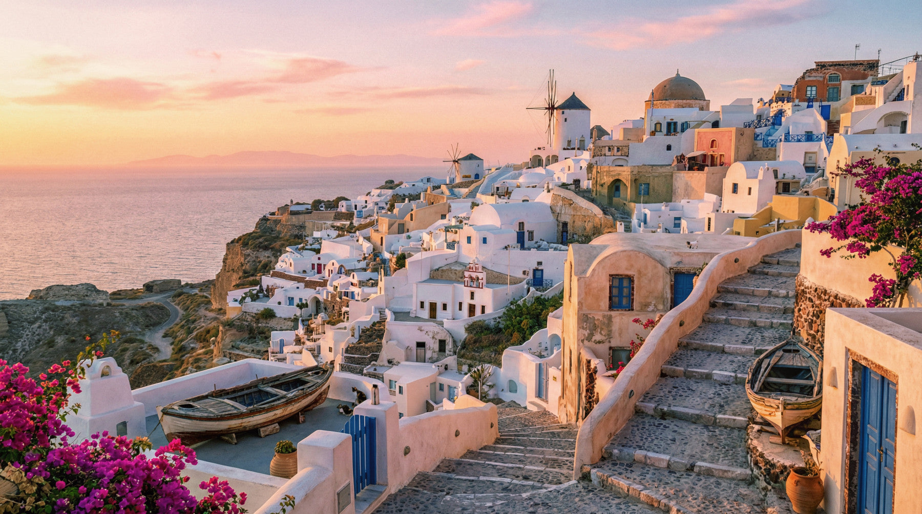 Santorini Sunset Wall Mural