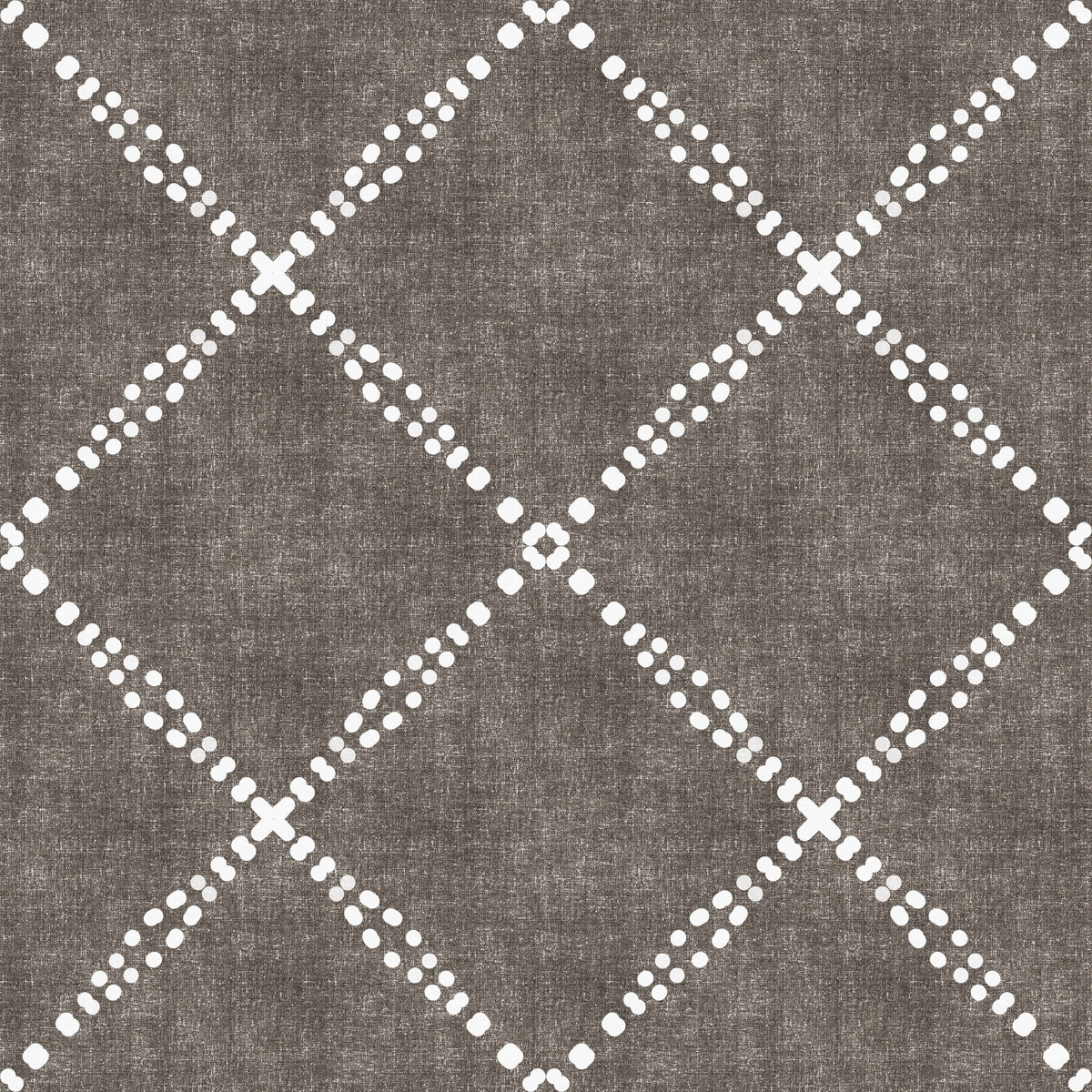 Boho Dotted Trellis Grunge Dark Bark Wallpaper⁠