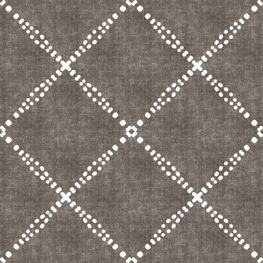 Boho Dotted Trellis Grunge Dark Bark Wallpaper⁠