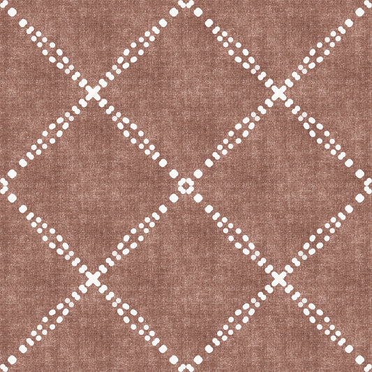 Boho Dotted Trellis Grunge Terracotta Red Wallpaper⁠