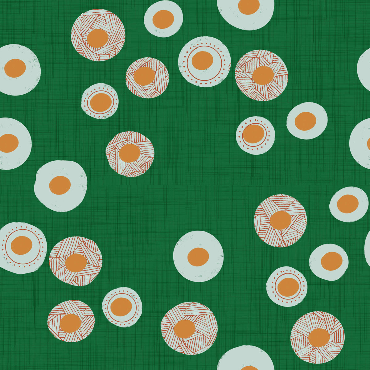 Cozy Scandi Folk Dot Floral Forest Green - Craft Circle Wallpaper⁠ in your room — zoomed