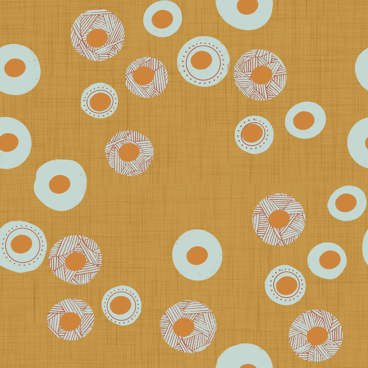Cozy Scandi Folk Dot Floral Honey Mustard - Craft Circle Wallpaper⁠