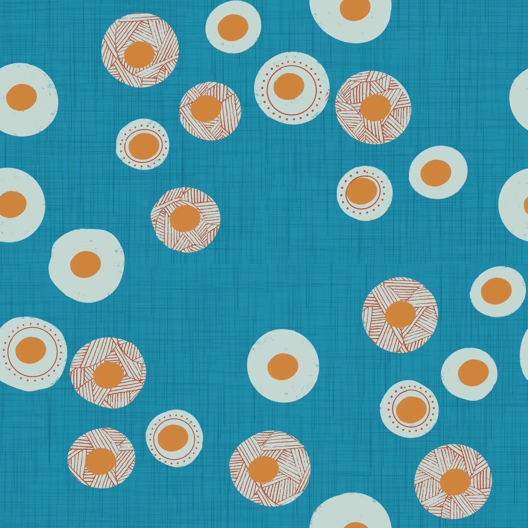 Cozy Scandi Folk Dot Floral Nordic Teal - Craft Circle Wallpaper⁠