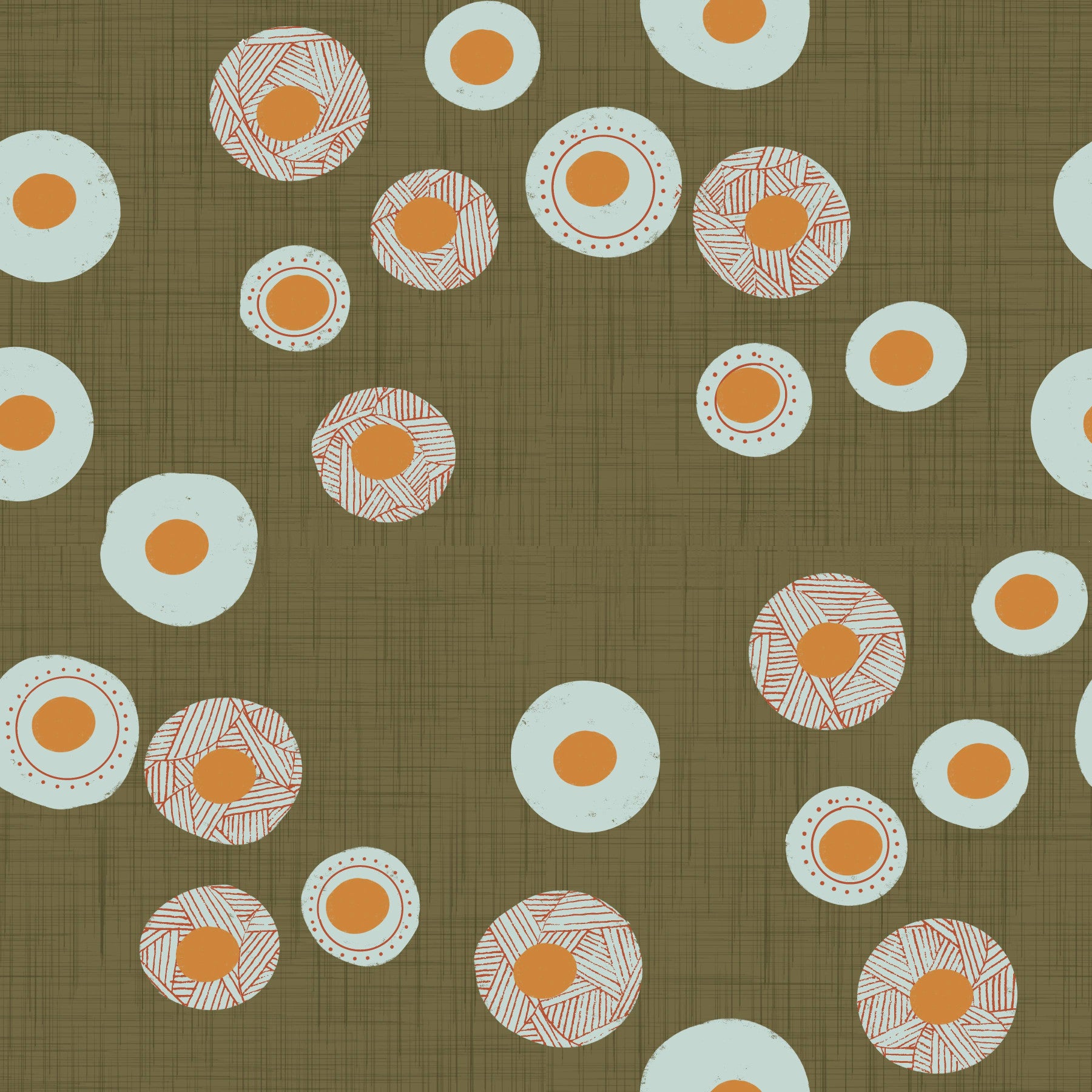 Cozy Scandi Folk Dot Floral Earthy Olive - Craft Circle Wallpaper⁠