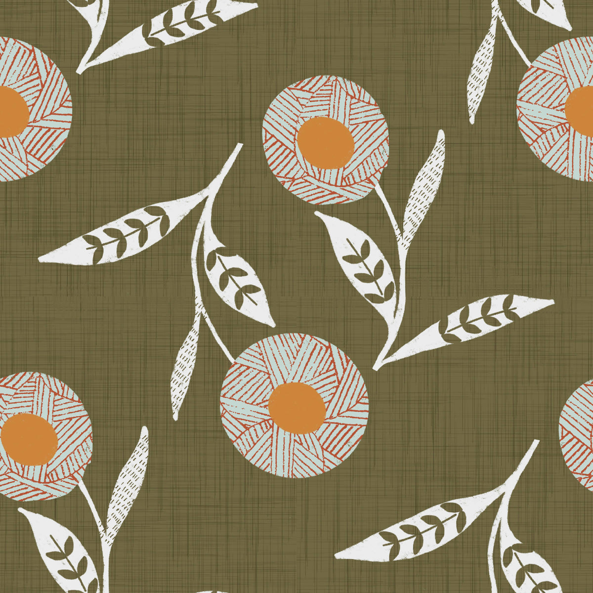 Cozy Scandi Flower Earthy Olive - Craft Botanical Wallpaper⁠