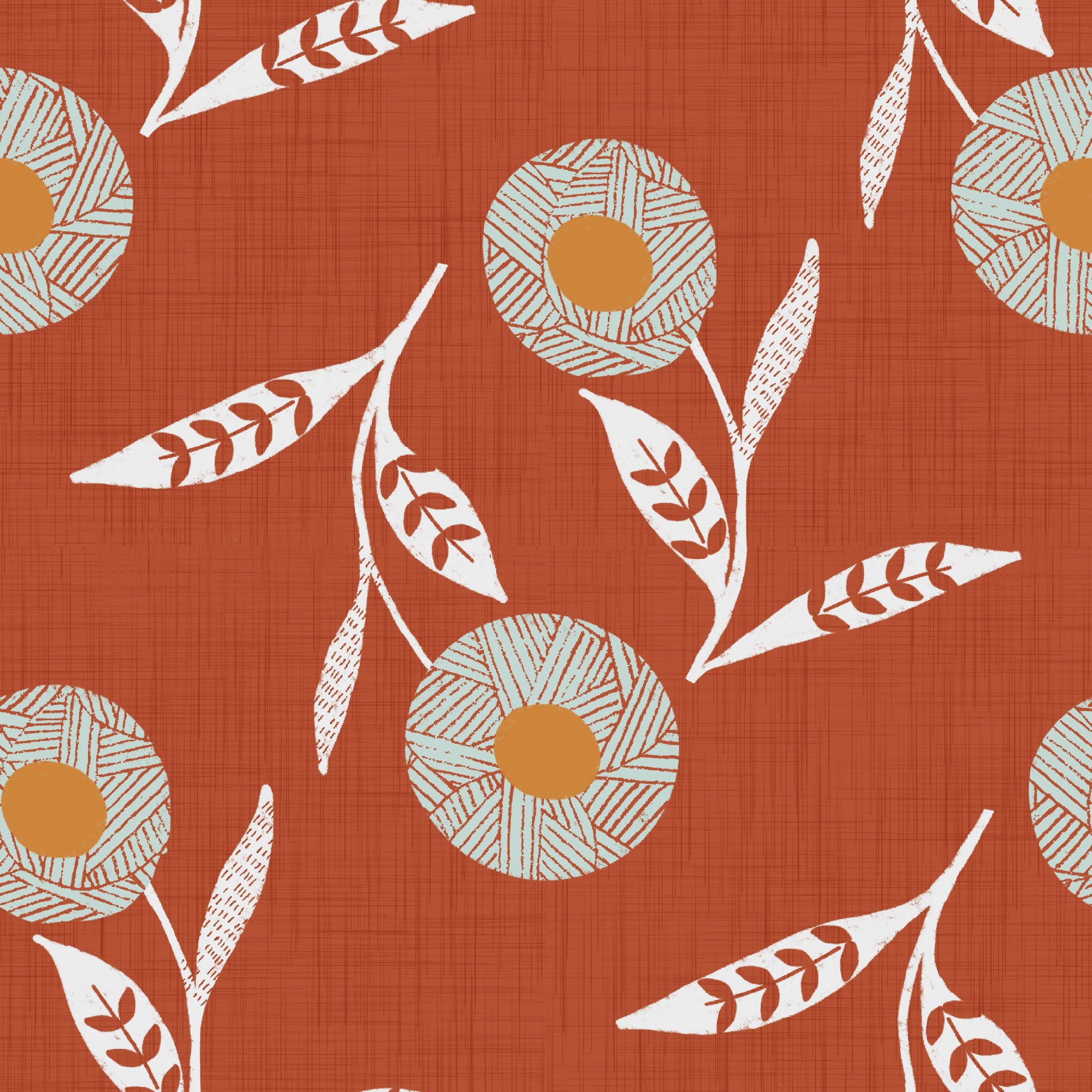 Cozy Scandi Flower  Burnt Terracotta - Craft Botanical Wallpaper⁠
