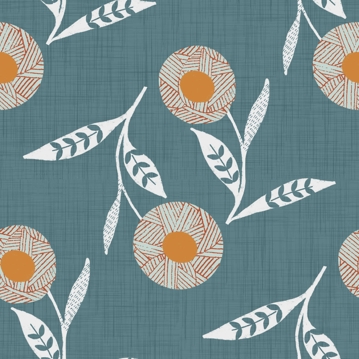 Cozy Scandi Flower Nordic Blue Grey - Craft Botanical Wallpaper⁠