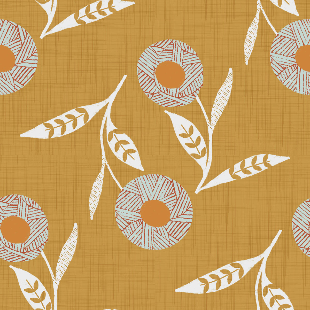 Cozy Scandi Flower Honey Mustard - Craft Botanical Wallpaper⁠