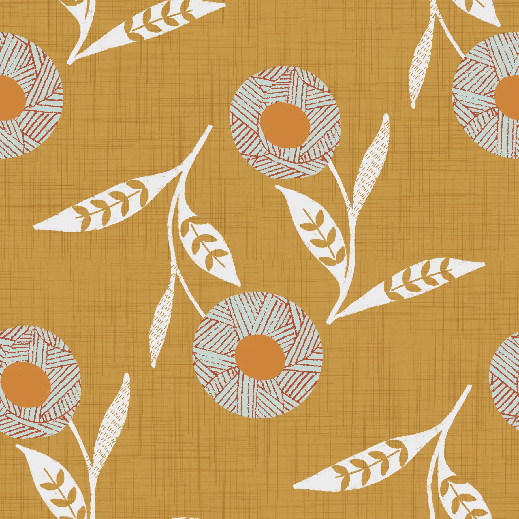 Cozy Scandi Flower Honey Mustard - Craft Botanical Wallpaper⁠