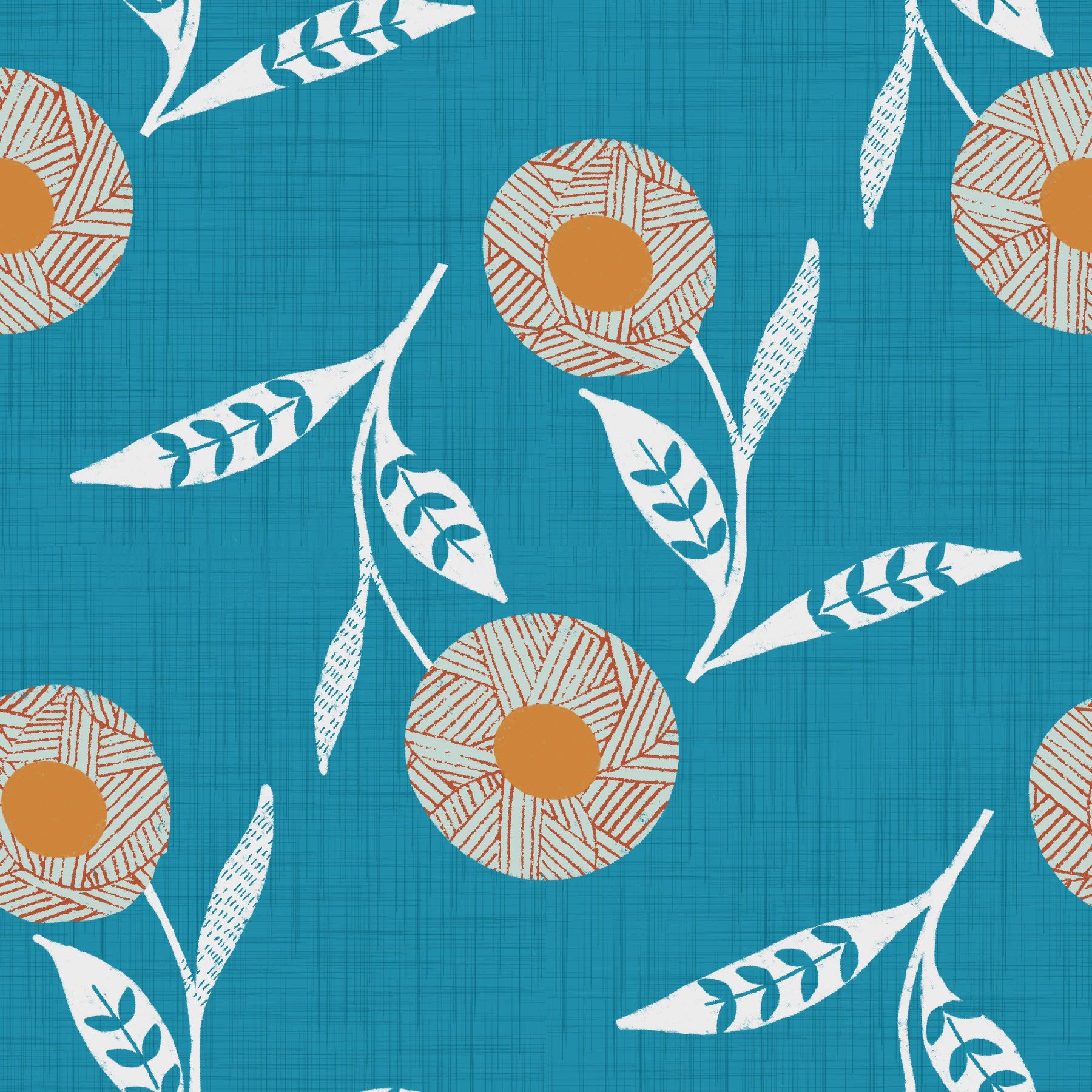 Cozy Scandi Flower Nordic Teal - Craft Botanical Wallpaper⁠