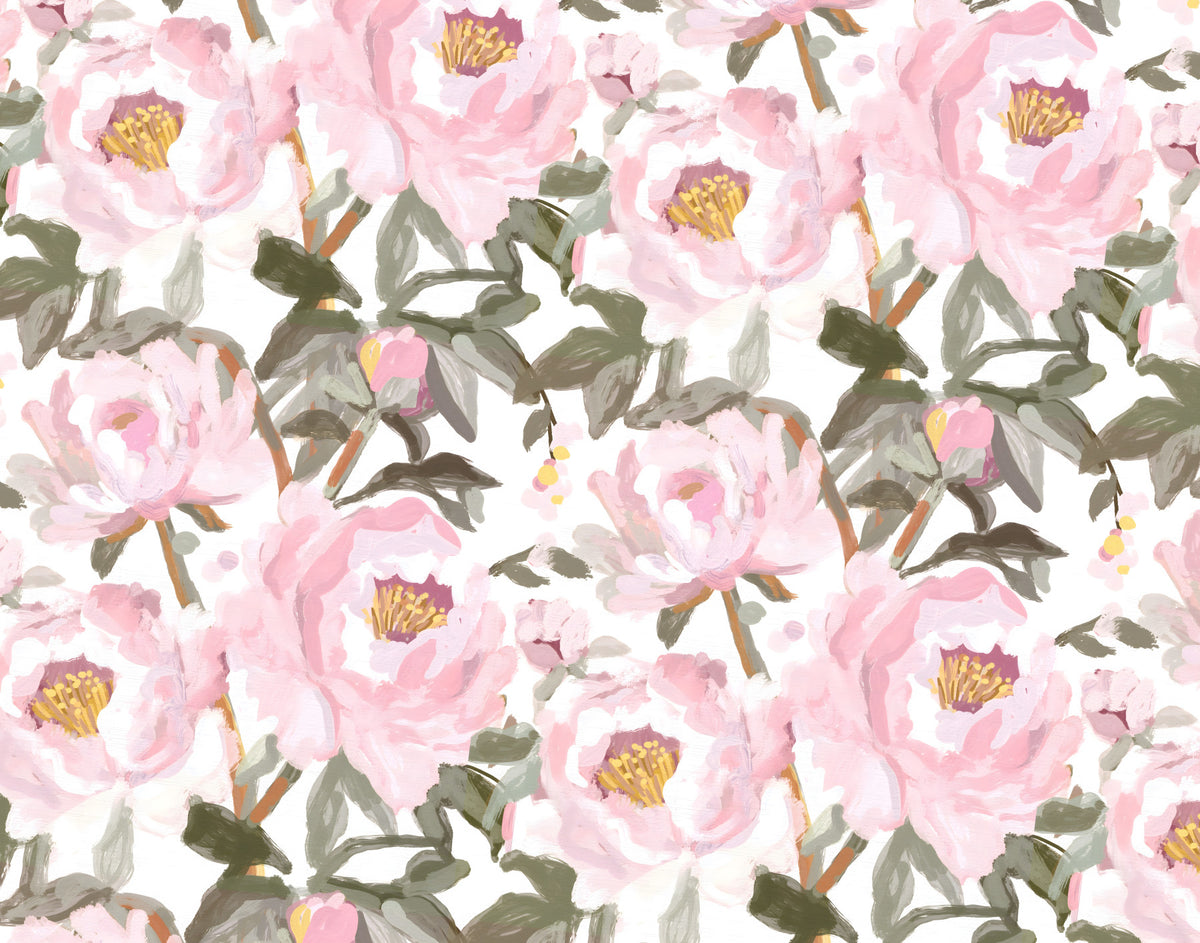 Vintage oil painted Peonies Wall Mural