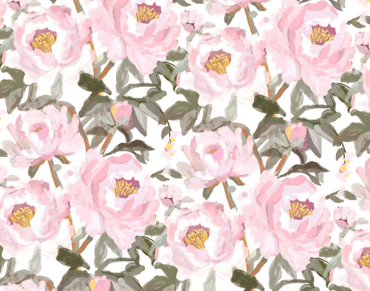 Vintage oil painted Peonies Wall Mural