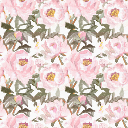 Vintage Oil Painted Pink Peonies with Soft Romantic Petals Wallpaper⁠