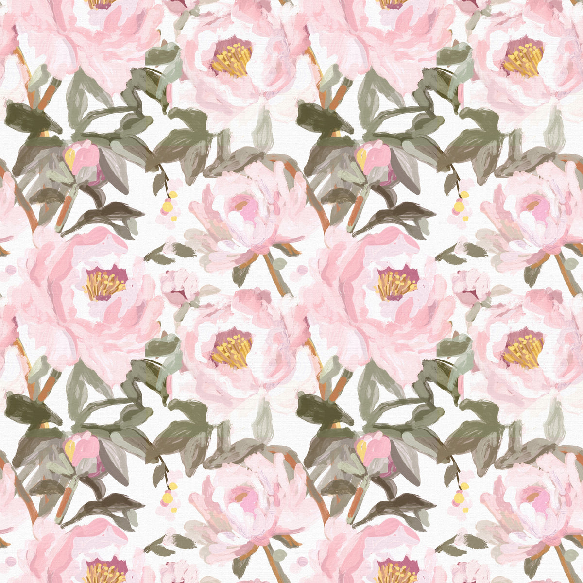 Vintage Oil Painted Pink Peonies with Soft Romantic Petals Wallpaper⁠