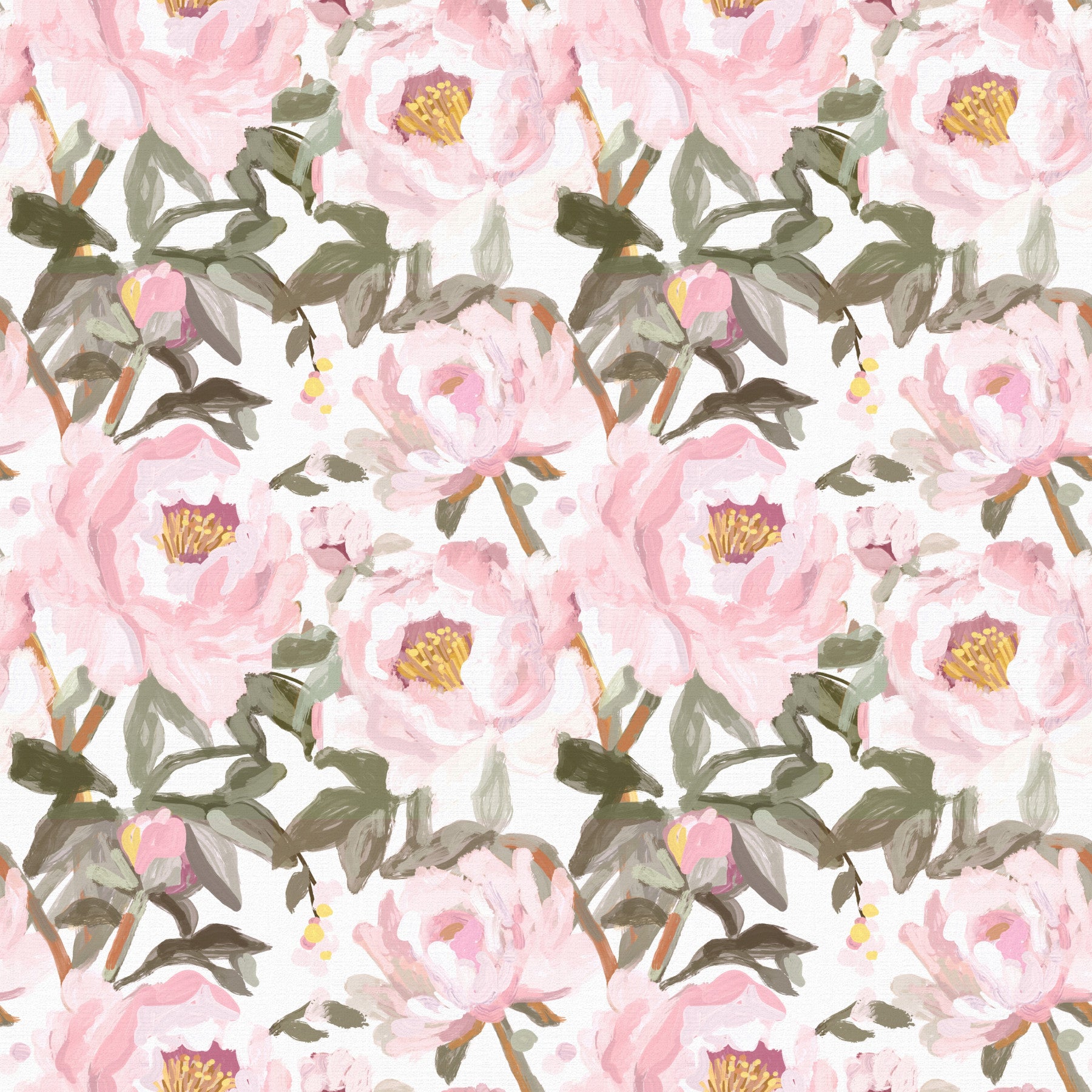 Vintage Oil Painted Pink Peonies with Soft Romantic Petals Wallpaper⁠