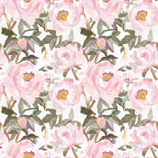 Vintage Oil Painted Pink Peonies with Soft Romantic Petals Wallpaper⁠