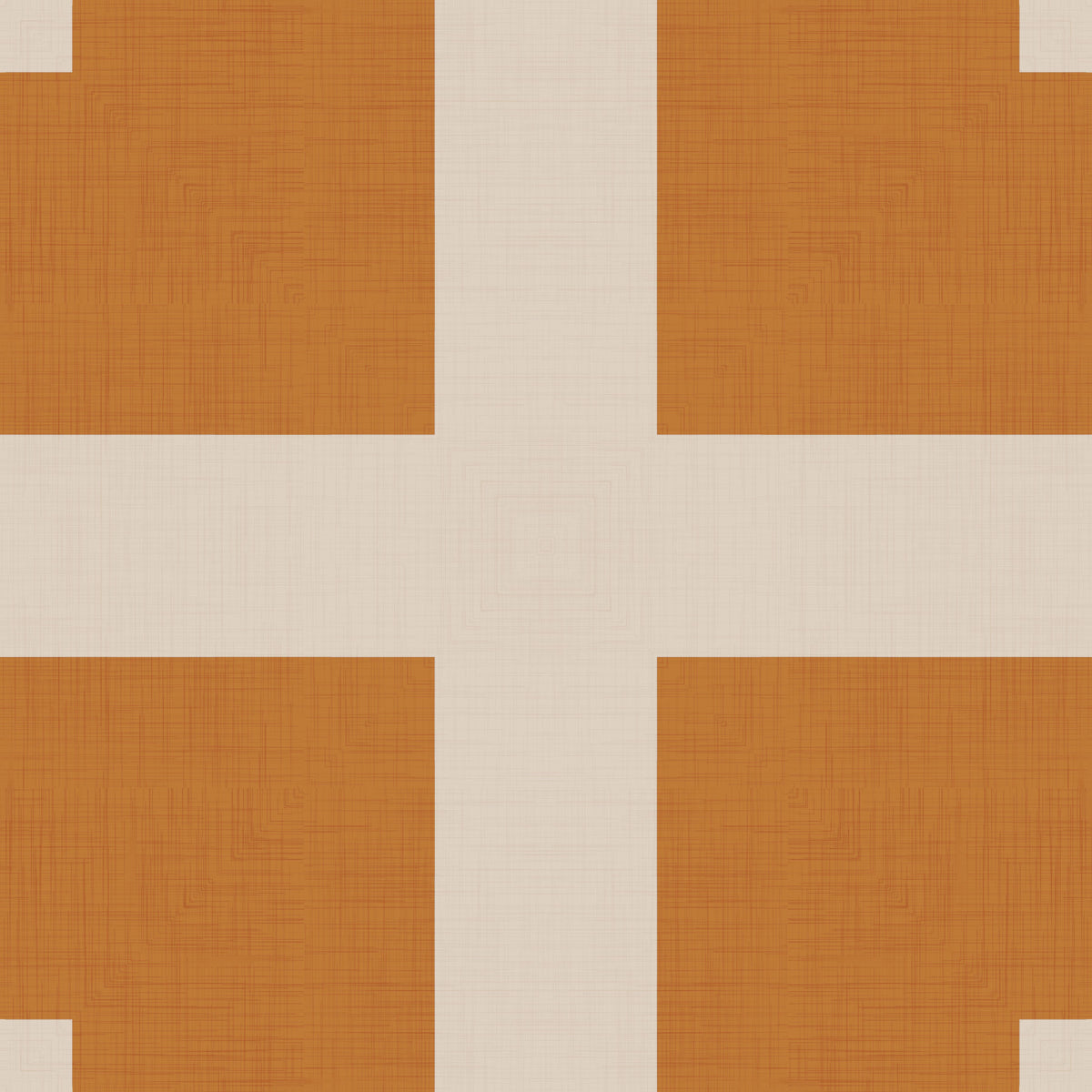 Geometric Grid Blocks Terracotta Cream Wallpaper⁠